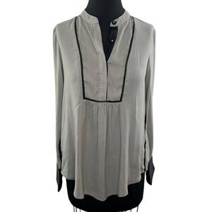 NWT Free People Black & White Stripped Flowy Long Sleeve Blouse Button Up XS